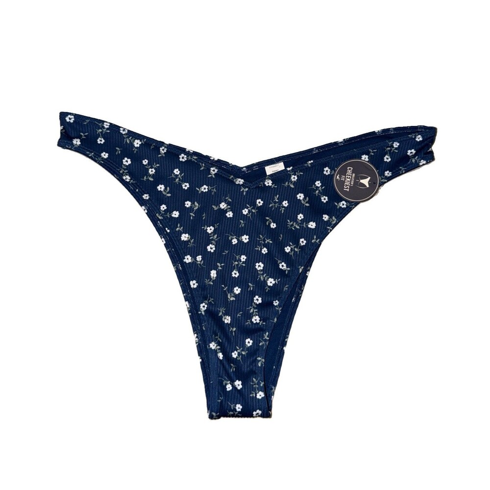 NWT Hollister Cheekiest Fit Bikini Bottoms Size XL Blue/ White Floral Pattern